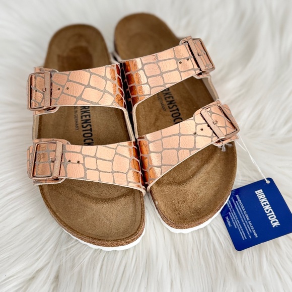 BNWT Birkenstock Arizona Gator Sandals Bronze - Picture 10 of 10